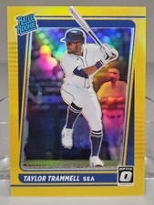 2021 Donruss Optic Taylor Trammell Gold Rated Rookie /10 – Rare SP Card. rookie card picture