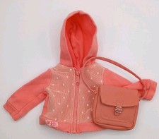OG Our Generation Doll Coral Lace Full Zip Up Hoodie Jacket And Coral Snap Purse