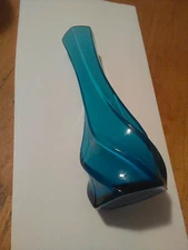 VTG Murano Style blue swirl design Glass Cased Vase 6 1/2"