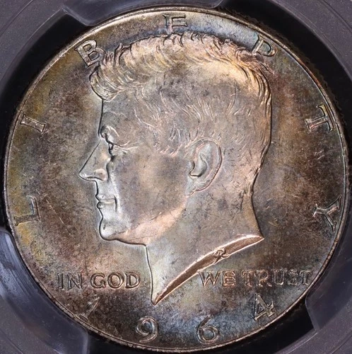 1964 P Kennedy Half Dollar PCGS MS65, Toned FREE SHIPPING