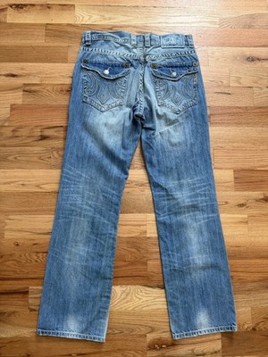 Y2K MEK DNM Blue Denim Straight Regular Fit Jeans Distressed 5-Pocket Button