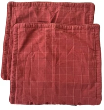 2 Rose Tree Clearmont Euro Pillow Shams Plaid Red Herringbone Reversible