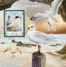 MALDIVES SEA BIRDS STAMPS SS MNH 2018 LIGHTHOUSE SEA BIRD WILDLIFE FAUNA TERN