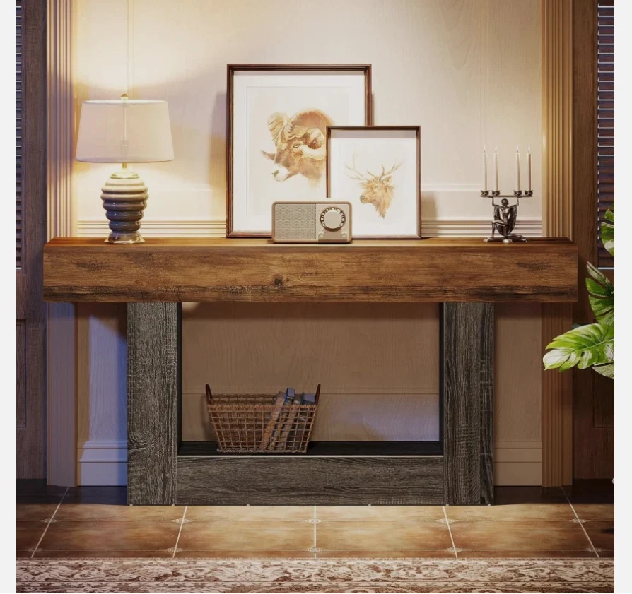 63-Inch Farmhouse Console Table, Rectangular Entryway Sofa Table for Hallway - Image 3 of 4