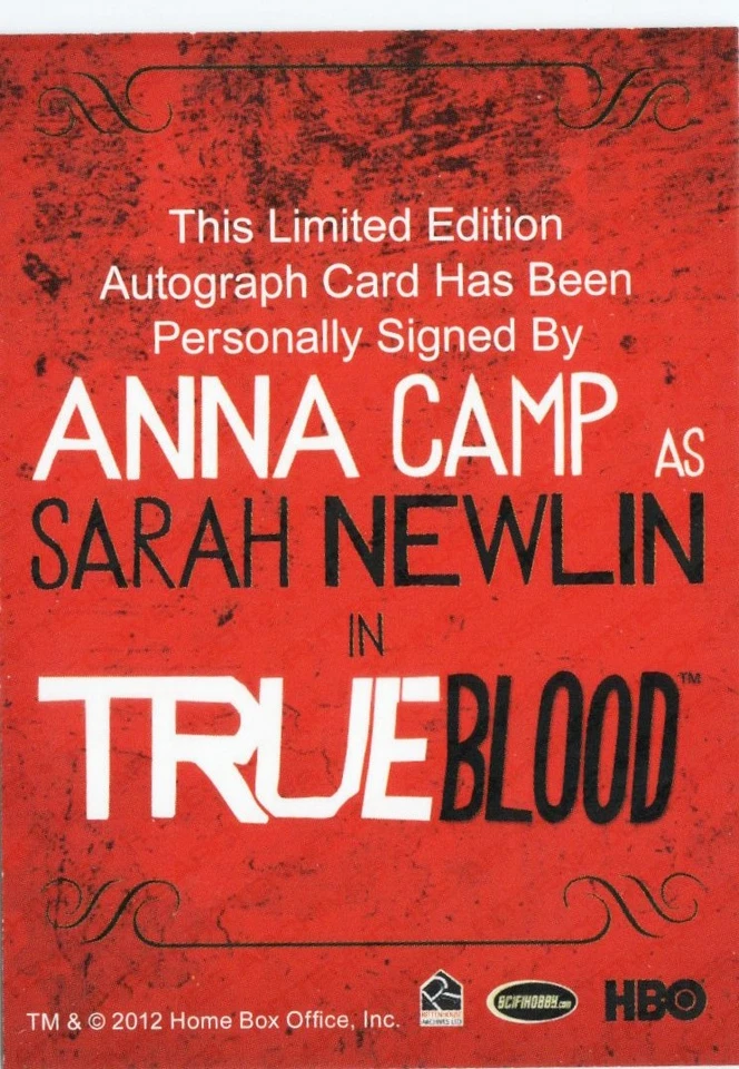 Cartão de autógrafo True Blood Archives 2013 Anna Camp como Sarah Newlin - Imagem 2 de 2
