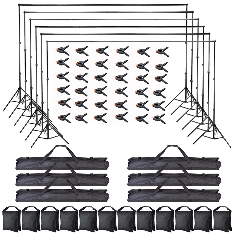 7x10Ft Photography Background Backdrop Support Stand Kit for Live Stream 6 Packs