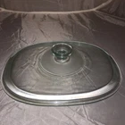 PYREX DC1.5C Corning Ware Clear Ribbed Glass Oval Lid 8 1/2 x 11”  Casserole