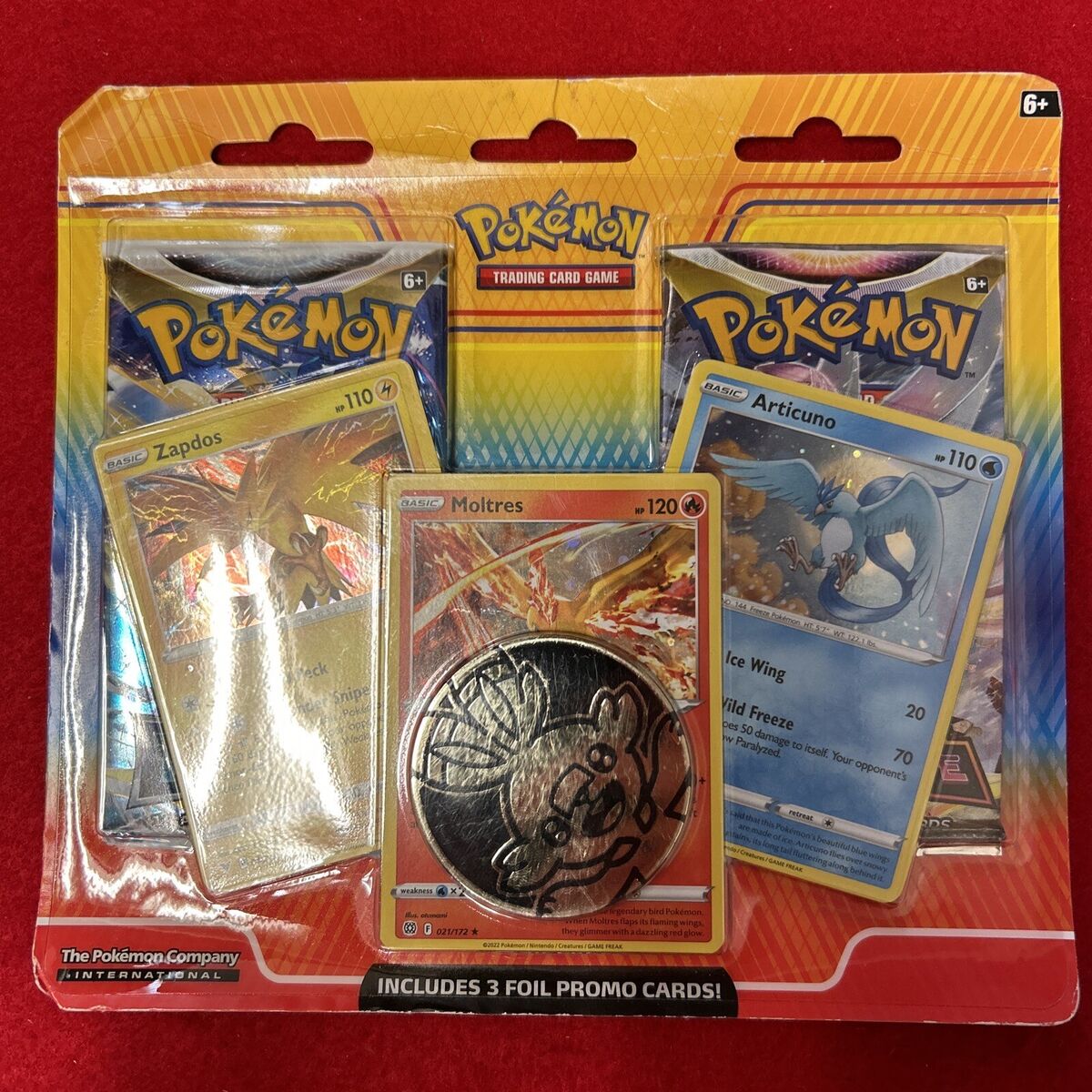 Pokémon TCG: Articuno, Zapdos & Moltres Cards with 2 Booster Packs & Coin