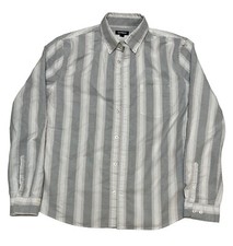 Express Men s Gray White Tan Striped Long Sleeve Casual Button Down Shirt Size M