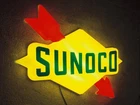 SUNOCO 3D EMBOSSED LIGHT BOX LED WALL SIGN GARAGE PETROL CAR VINTAGE GAS & OIL