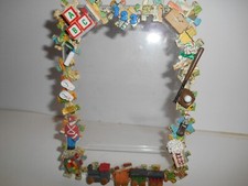 PICTURE FRAME FOR CHILD. TRAINS PUZZLE PIECES, NUMBERS ,VERTICAL