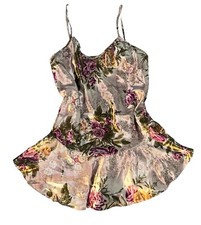 Cinema Etoile Vintage Floral Shiny Liquid Satin Nightie Nightgown Womens