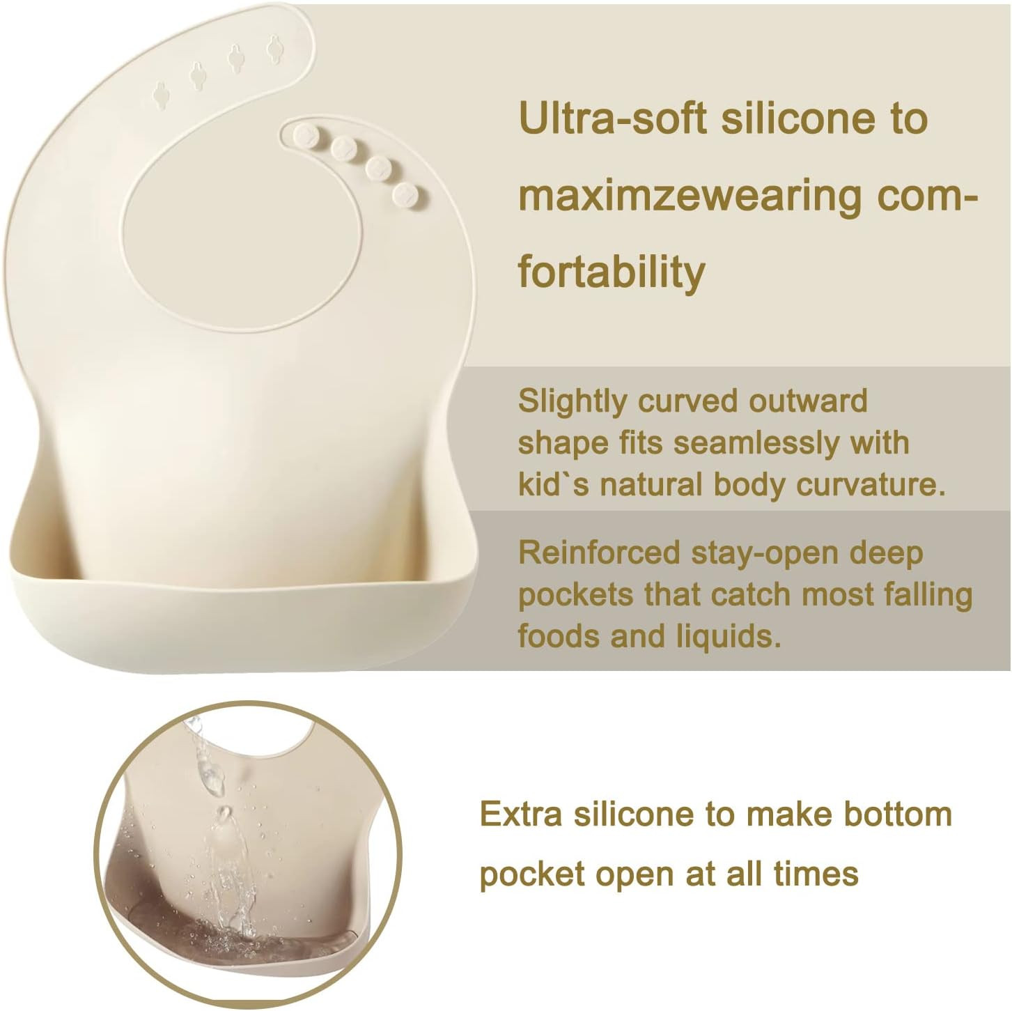 Pandaear Silicone Baby Bib for Girls Boys Adjustable Waterproof Eating