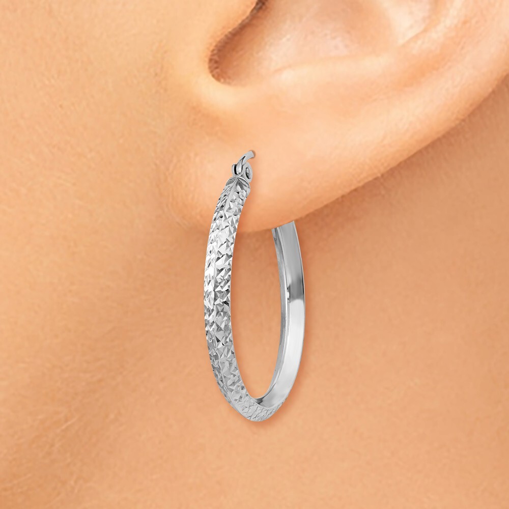 25mm 14K White Gold Edged Shiny-Cut 2.5X25mm Hoop Earrings 25mm 14K White Gold Edged Shiny-Cut 2.5X25mm Hoop Earrings