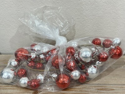 Raz Imports 2021 Snowed In 6 Foot Red And Silver Mixed Ball Garland New