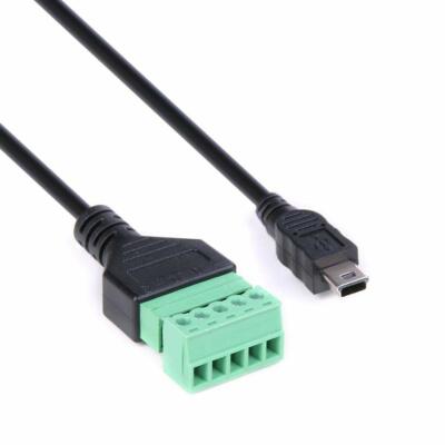 Mini USB Male to 5 Pin Screw Connector w/Shield Terminal Plug Adapter Cable Cord