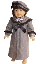 Samantha Inspired Victorian Gray Coat Hat  Dress for 18" Popular Girl Size Doll
