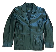 Vintage Metro Style Women's Black Leather Jacket Size 8 Petite