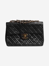 Chanel Black Maxi Lambskin Vintage 1994 Classic Single Flap