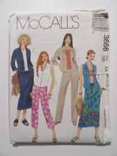 McCall s 3666 Misses Shirts, Pants, Capris, Skirt Size 6-8-10-12 Uncut Pattern