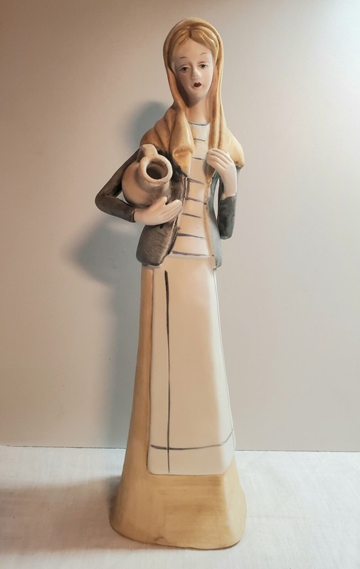 Vintage Rare Woman at the Well Statue Figurine Bone China Porcelain 