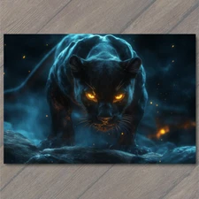 Art Print  Black Panther Silhouette Majestic Night Sky Starry Wilderness View