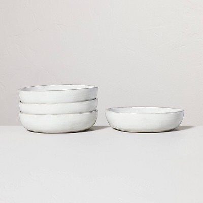 4pk 34oz Stoneware Reactive Glaze Pasta/Grain Bowl Set Gray - Hearth &