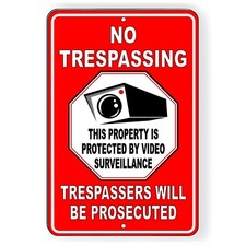 24 Hour Video Surveillance Security 8" x 12" Aluminum Sign Alarm Camera CCTV