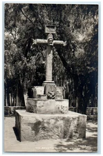 c1940's Osuna Cross Monument View San Agustin Acolman Mexico RPPC Photo Postcard