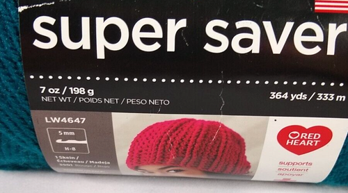 Red Heart Super Saver Acrylic Yarn 0656 REAL TEAL 7 oz Green 1 Skein 364 yds NIP - Picture 6 of 9