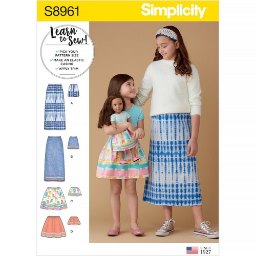 Simplicity Learn To Sew SEWING PATTERN S8961 Skirts For Children/Girls/Dolls