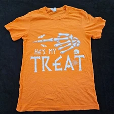 He's My Treat Halloween Skeleton Orange Short Sleeve Cotton T-Shirt Men's M