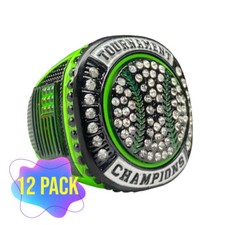 6 or 12 Pack Baseball Softball Championship Ring Neon Green Black Tournament