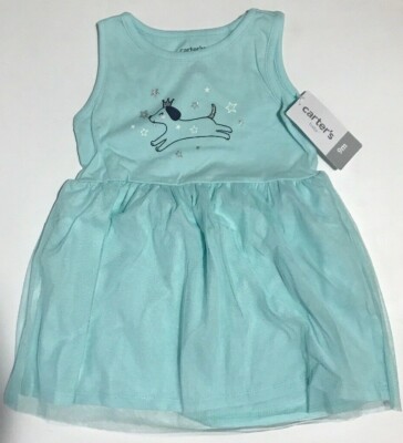 Carters Tulle Overlay Dress & Diaper Cover-Mint Green- Girls Size 9 mos - NEW