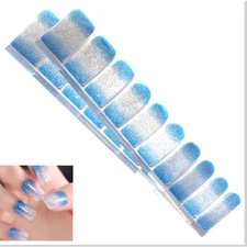 Jaysea Arts Nail Wraps Color Light Blue Ombre Street Nails Polish Art Strip B4G1