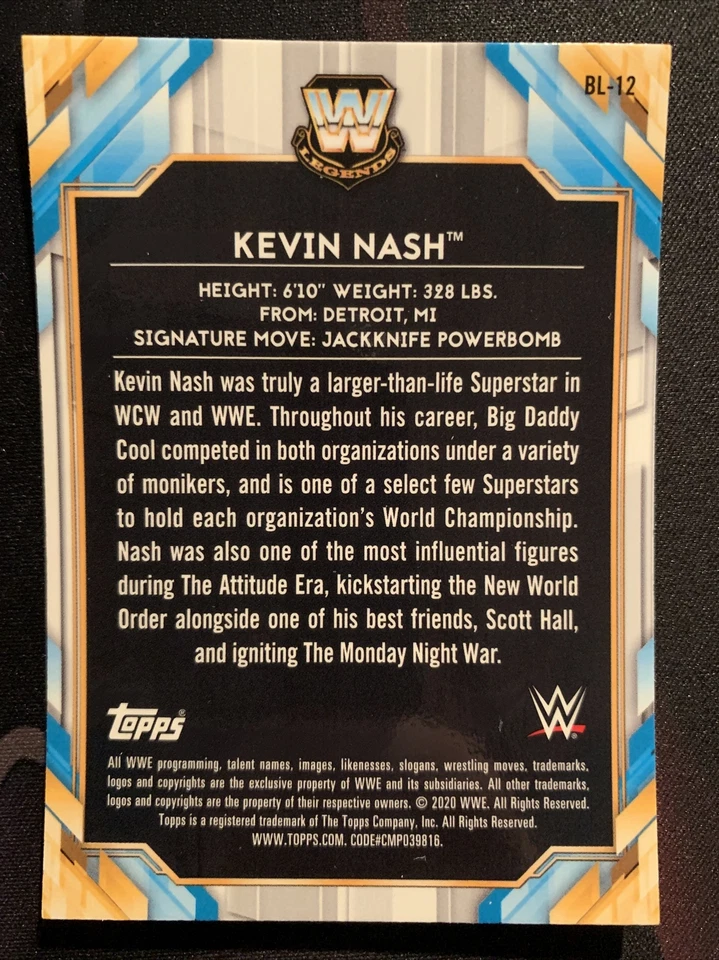2020 WWE Topps Chrome BL-12 Kevin Nash NM - Image 2 of 2