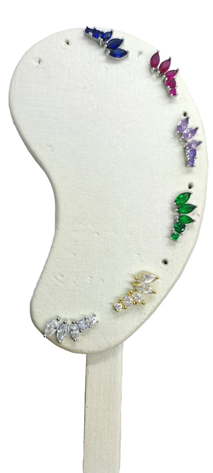 orecchini donna argento 925 con zirconi colorati. orecchini al lobo oro bianco - Immagine 2 di 4