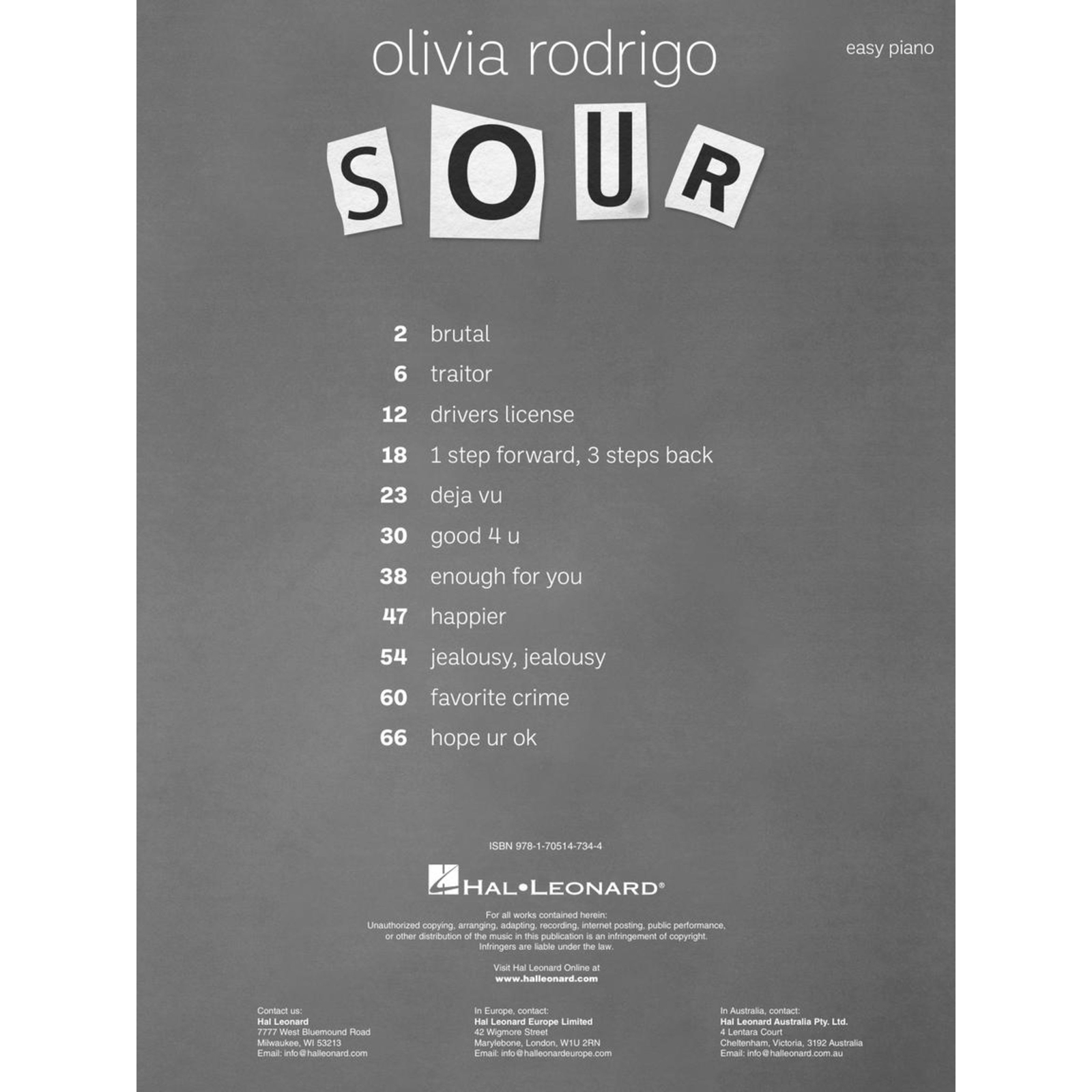 Thumbnail - Hal Leonard Olivia Rodrigo: Sour - Songbook