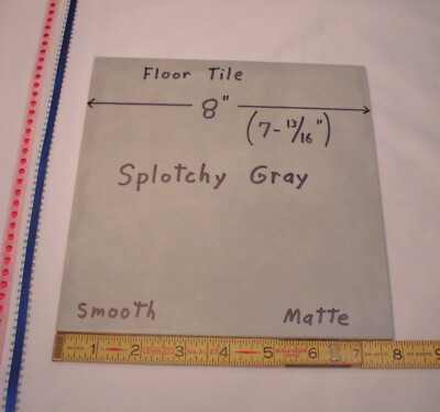 1 pc. Splotchy Gray; 8'' Ceramic Floor Tile: Smooth Matte Surface, New Old Stock