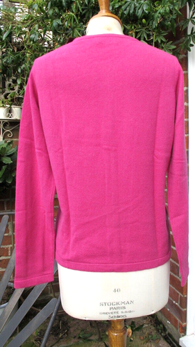 100% PURE CASHMERE CARDIGAN supersoft raspberry magenta luxury knit uk14 bnwt - Picture 5 of 6