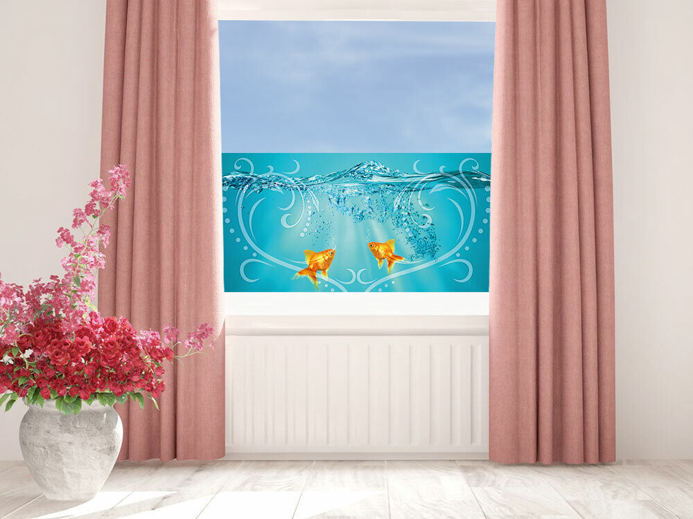 Fensterfolie Sichtschutzfolie Badezimmer Fische Wasser Herz blau blickdicht  | eBay