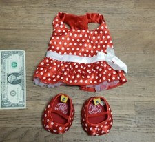 Build a Bear Clothes Red  White Polka Dot Satin Sundress with Matching Shoes
