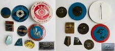 Collection of pins and pennants - scuba diving + russian book