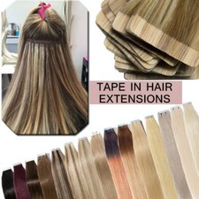 Tape In Real Remy Human Hair Extensions Thick 150G Full Head Brown Blonde Ombre