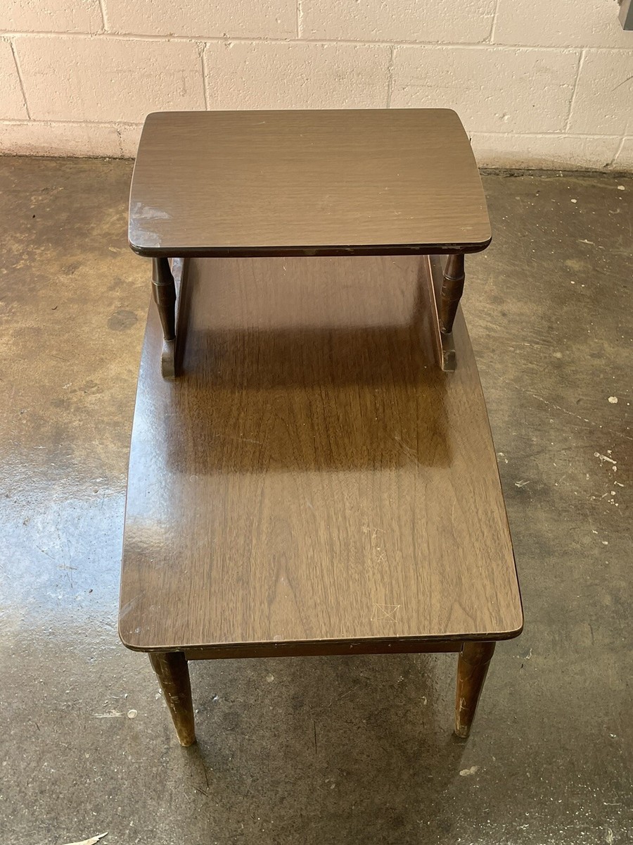 Vintage End Table Step Tier MCM Furniture Antique