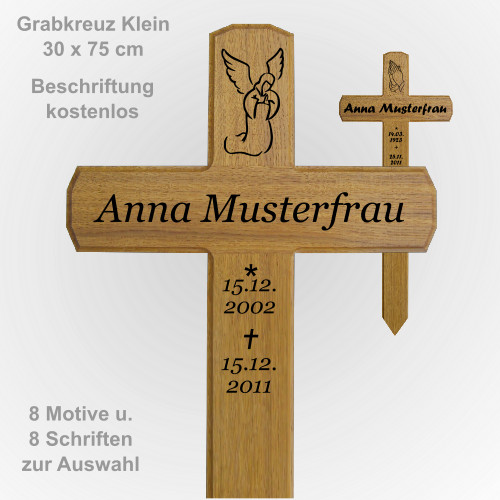 Grabkreuz Holzkreuz Klein 30 x 75 cm Grabkreuze / Holzkreuze aus Eichenholz