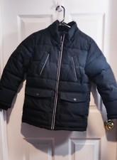 Member's Mark Boys' Parka Jacket Size Large 7/8 Black Fleece Lined  No Hood H