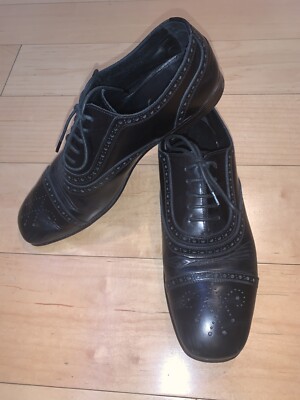 Ysl Saint Laurent Men's Brogue Wingtip Shoes in Black Size