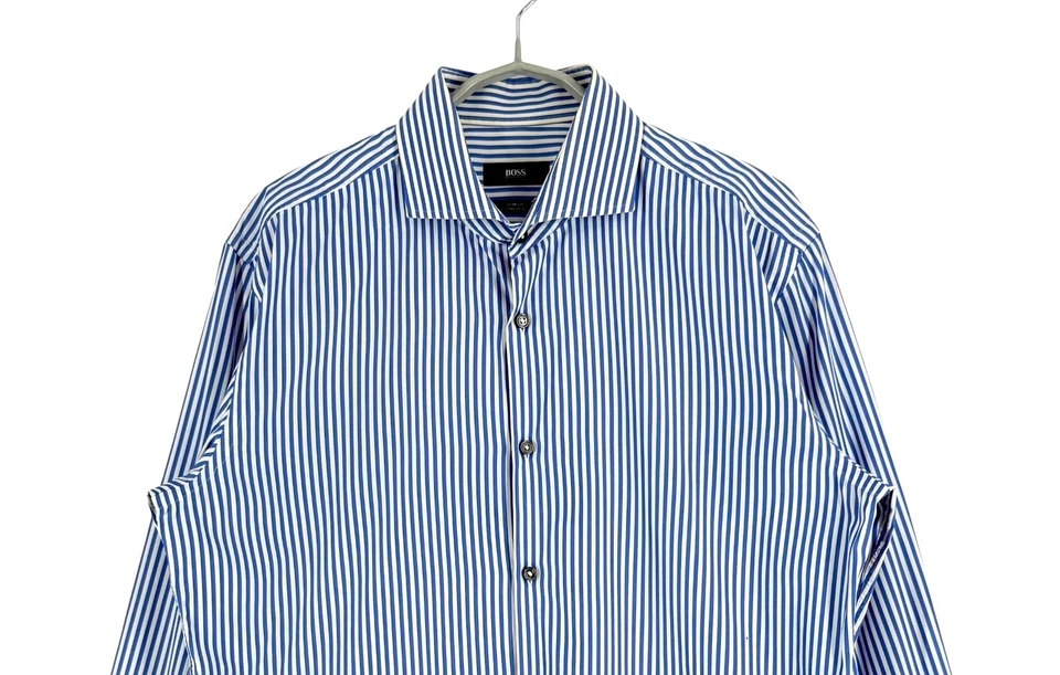 Hugo Boss Uomo Jaser Slim Fit Stretch Camicia Formale Taglia L - 41 - 16 - Immagine 3 di 4