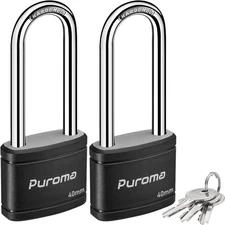 Puroma 2 Pack Keyed Padlock with 3 Keys, 2.5 Inch Locker Lock 40Mm Heavy-Duty Lo